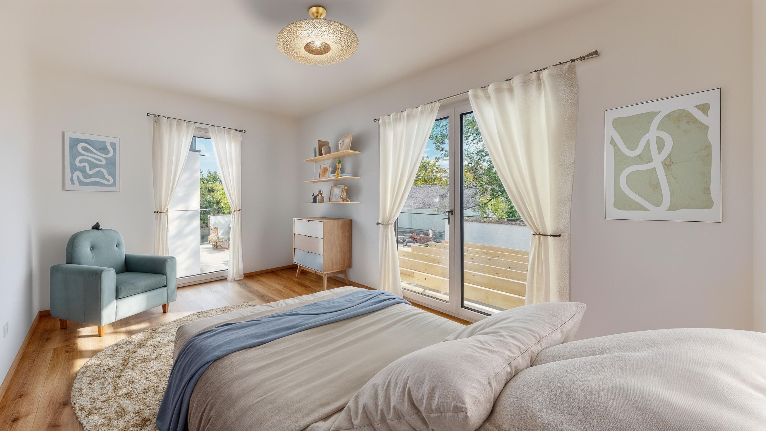 Schlafzimmer eingerichtet