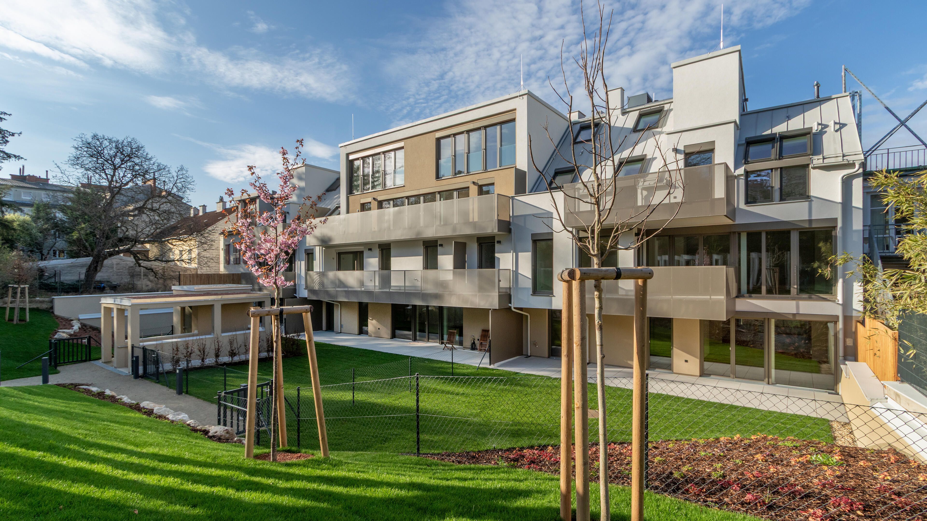 Gartenseitige Ansicht der Fasangartengasse inklusive Garten
