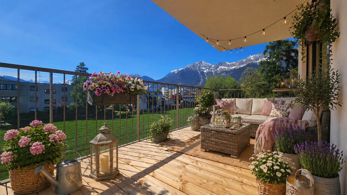 Darstellung Balkon mit Bergblick