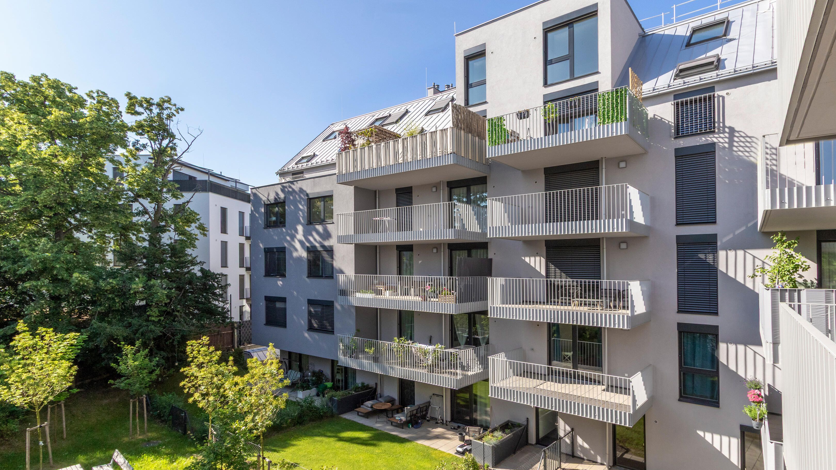 Ansicht der Versorgungsheimstraße von der Gartenseite