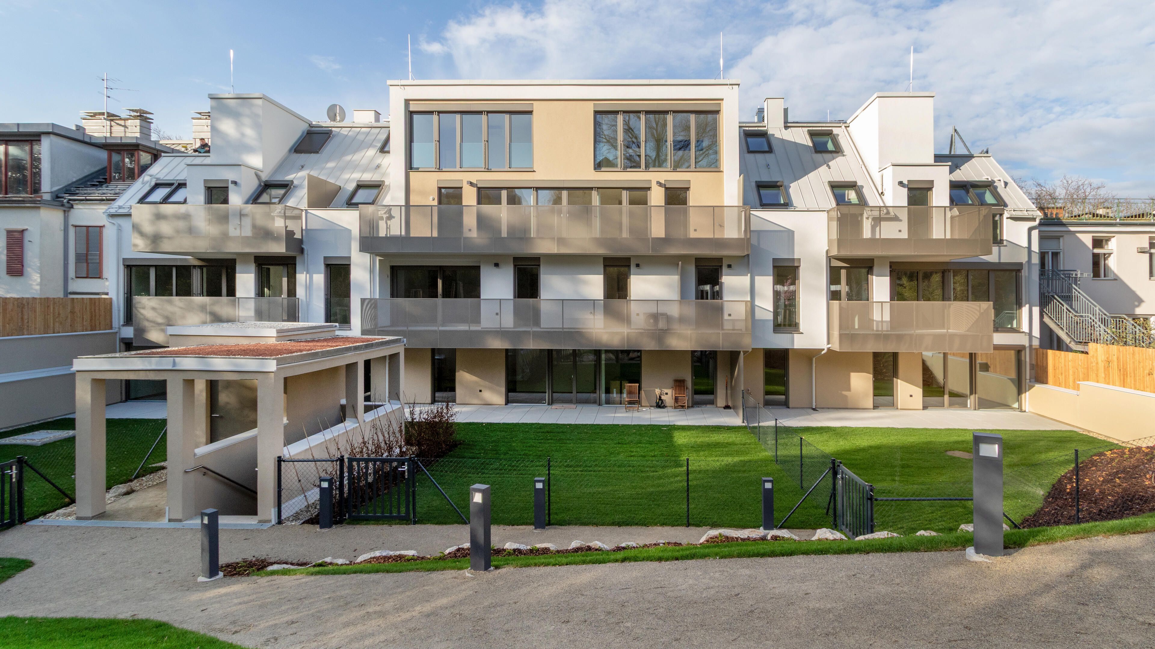 Ansicht der Fasangartengasse von der Gartenseite