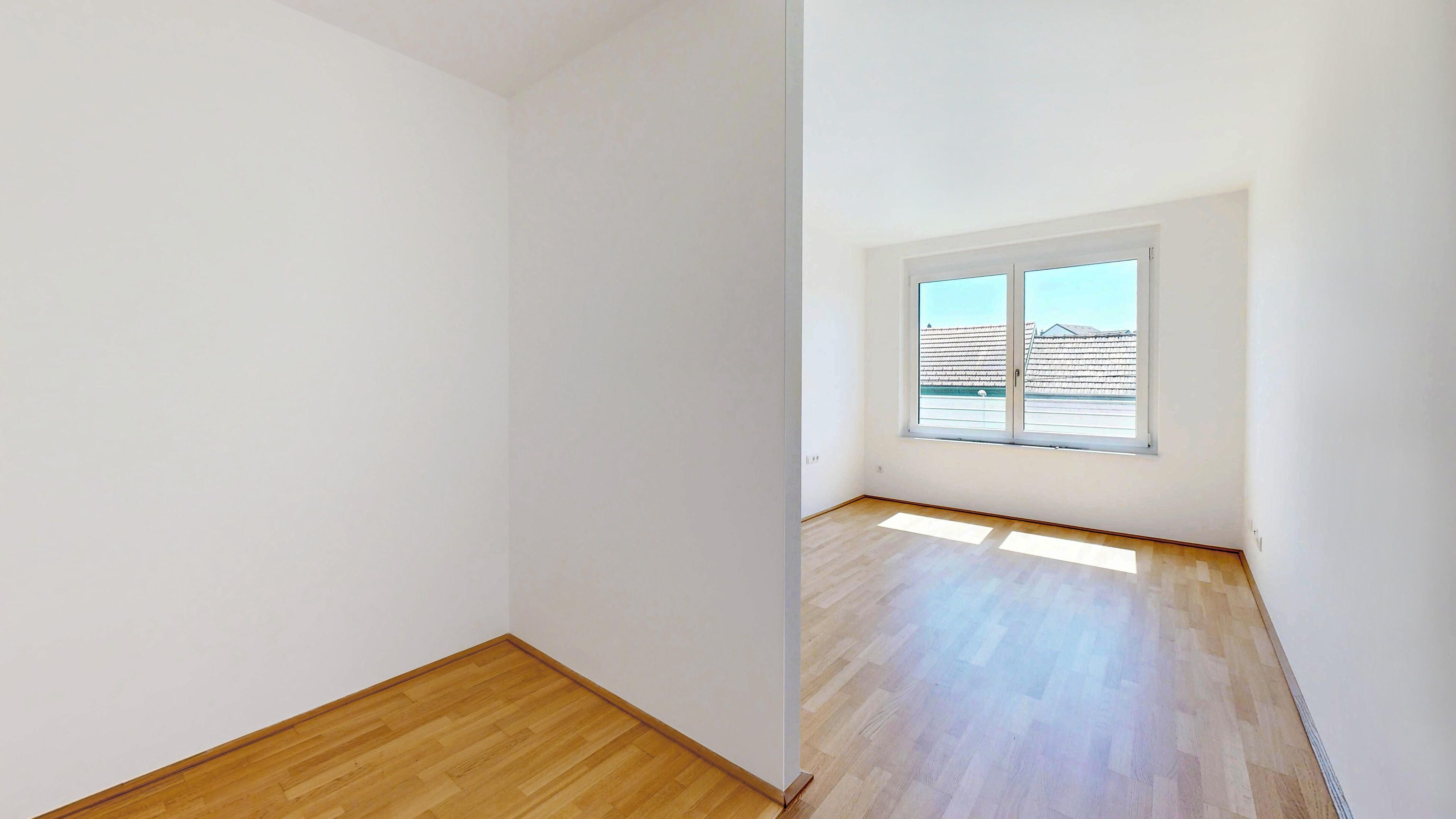 Ansicht Schlafzimmer mit Schrankraum