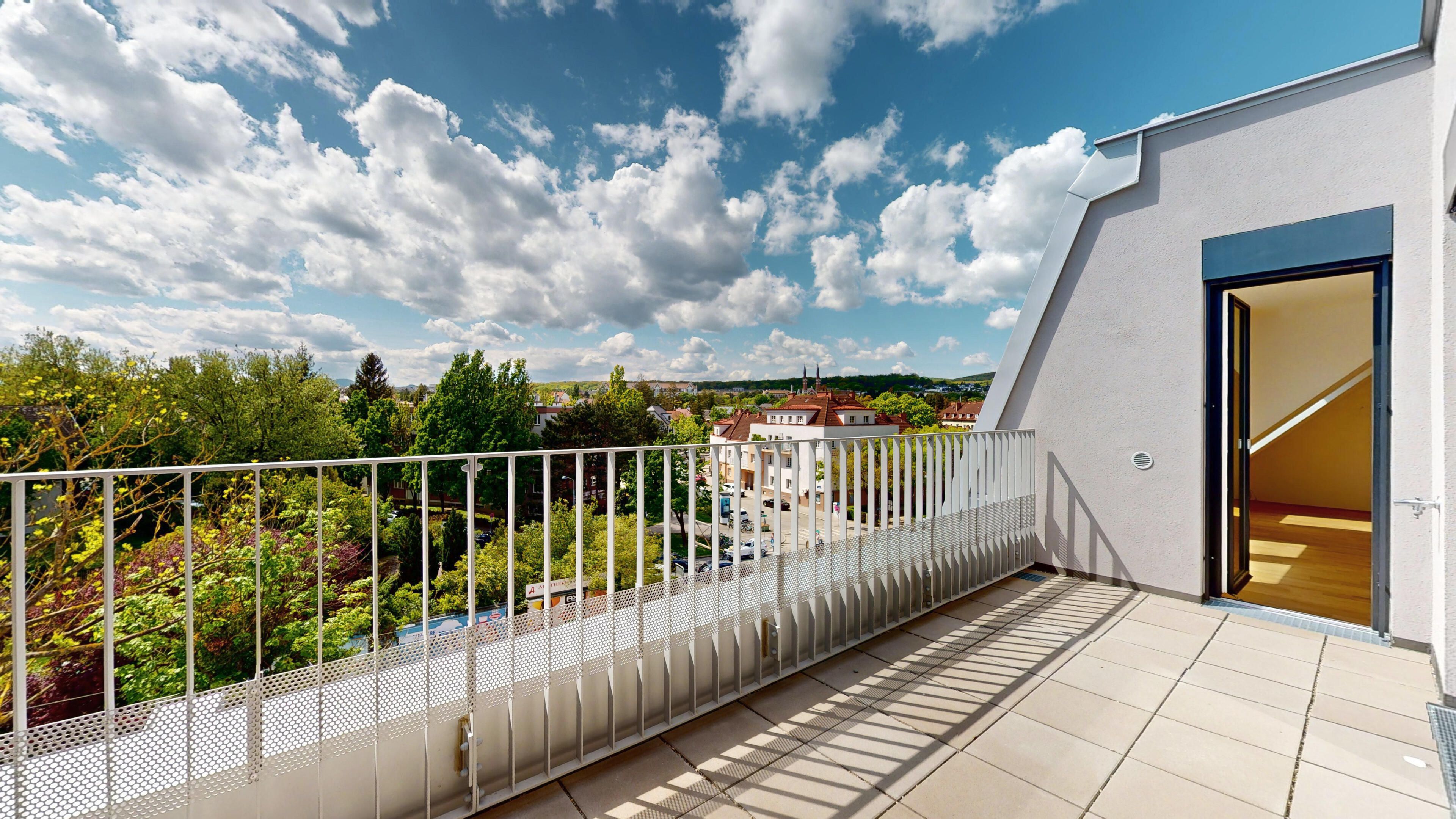 Aussichtfoto von der Terrasse mit Blick ins Grüne
