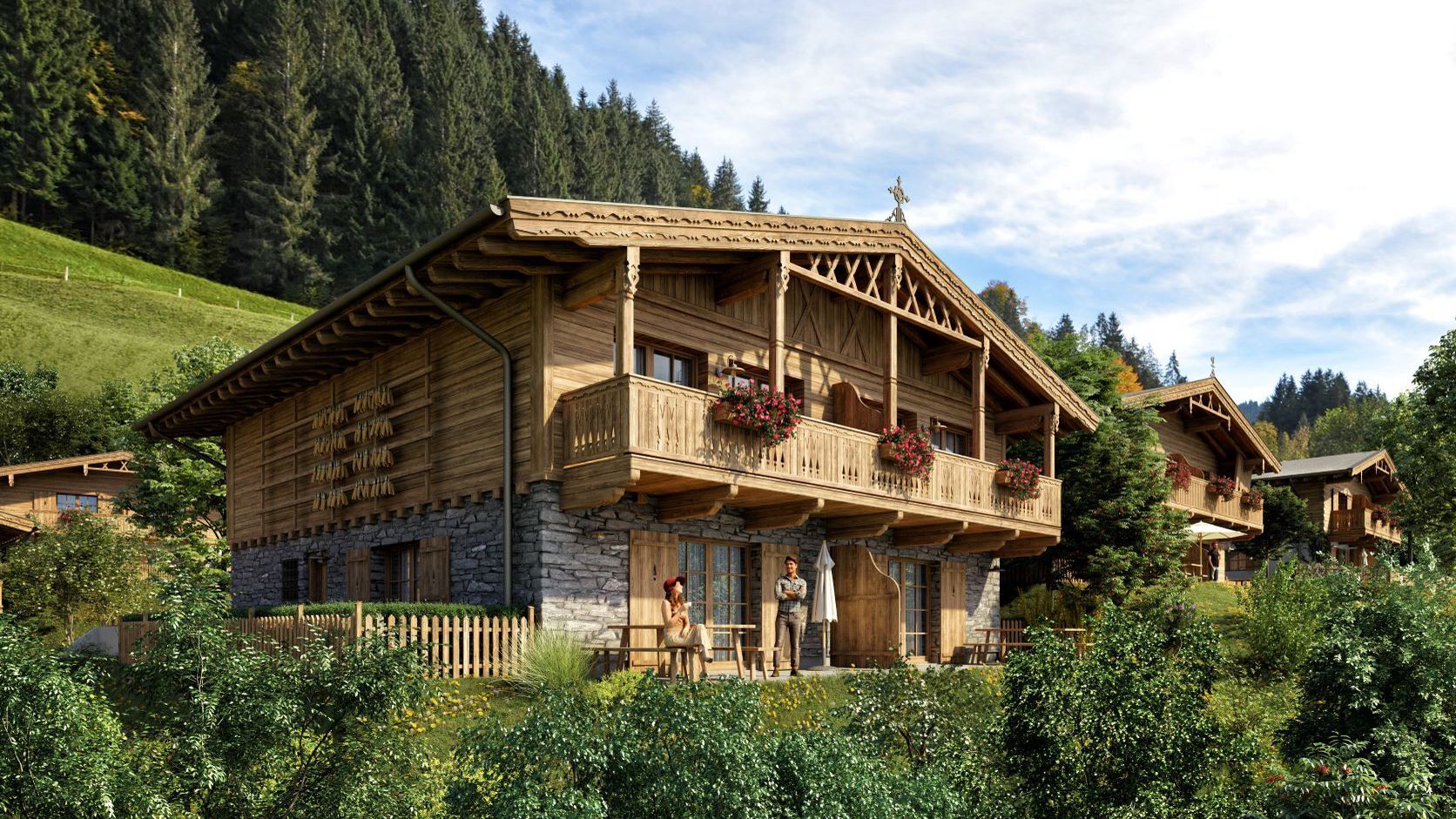 Visualisierung der Kelchsau Apartments in grüner Landschaft