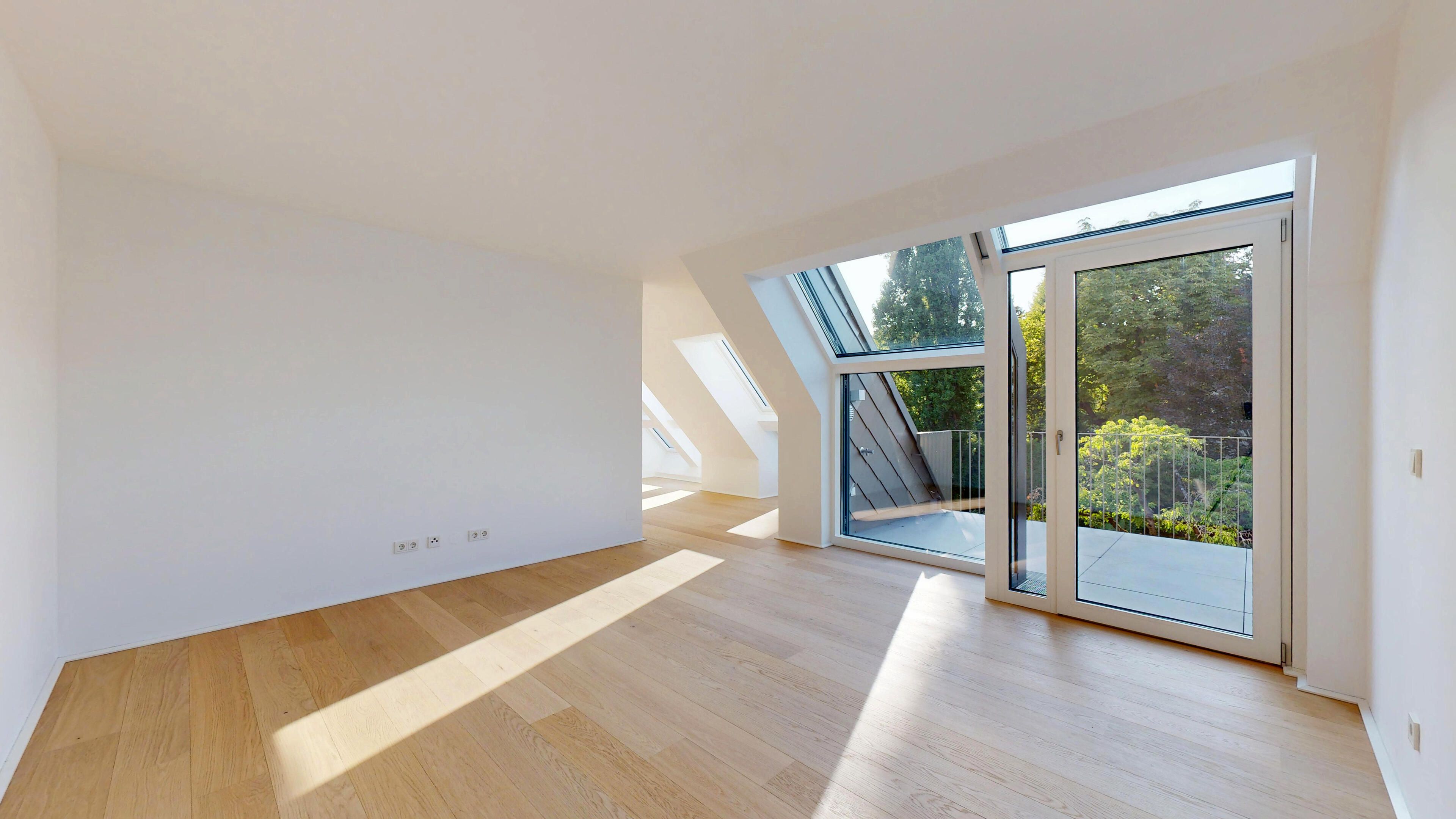 Foto vom Wohnzimmer mit herrlicher Aussicht ins Grüne
