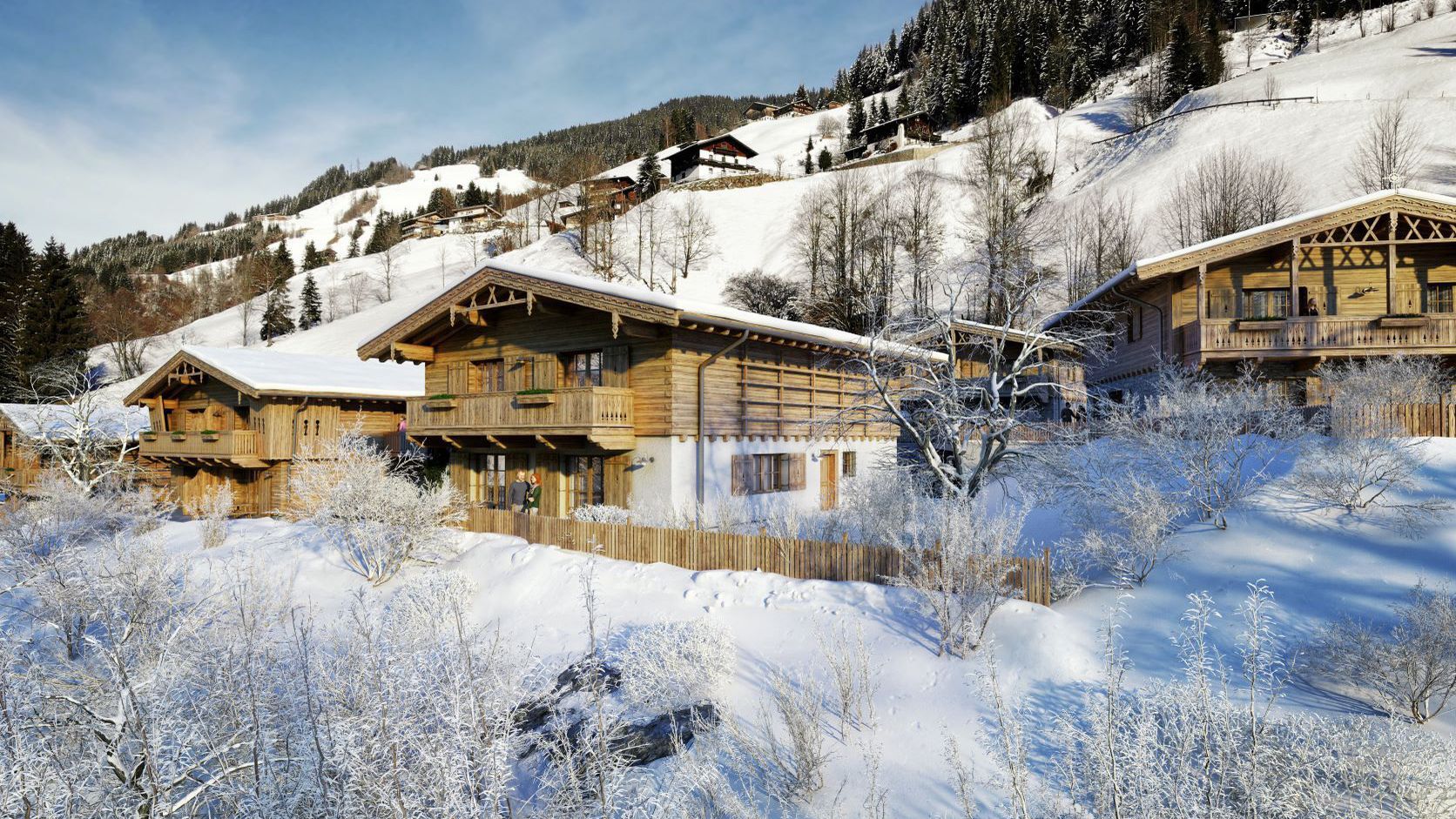 Visualisierung der Kelchsau Apartments in Schneelandschaft