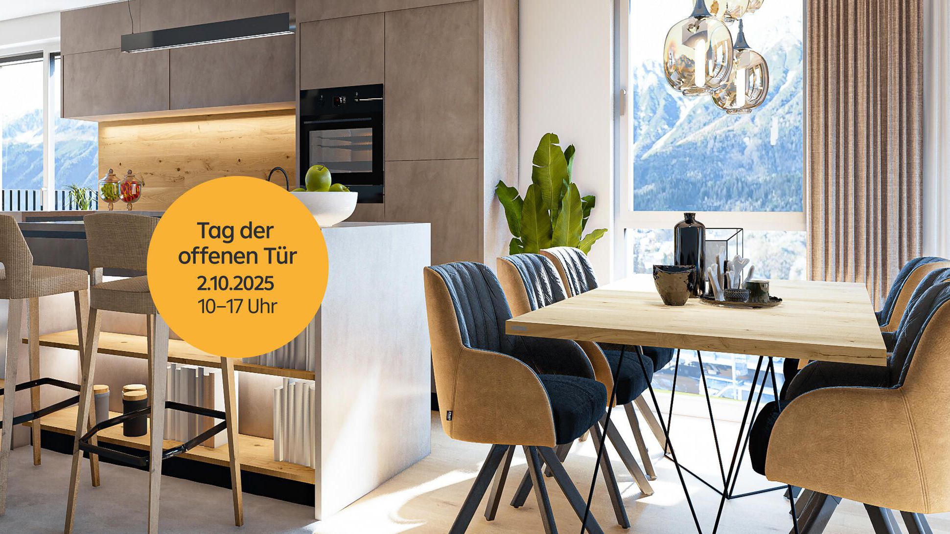 Darstellung Wohnraum mit Ankündigung Event