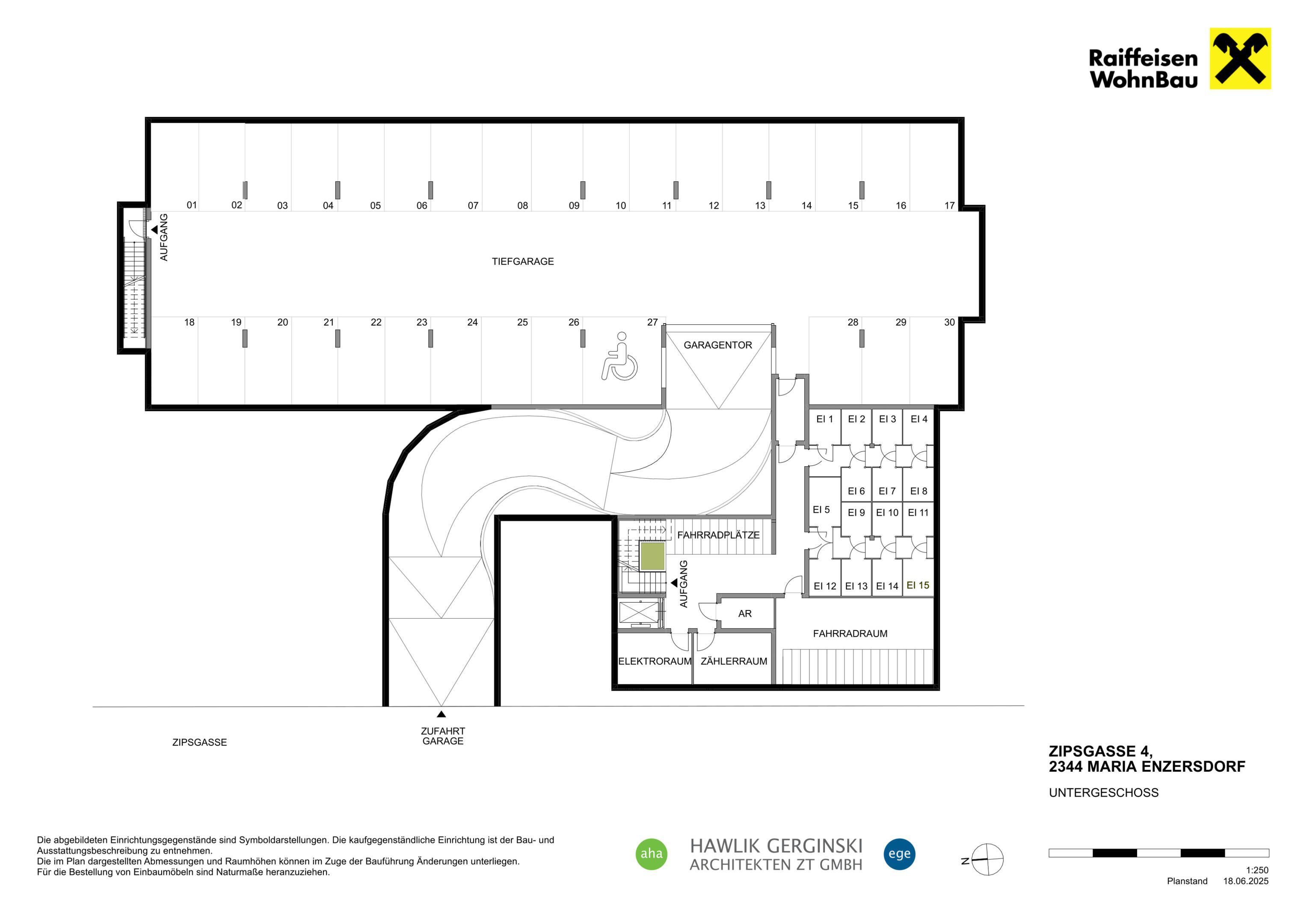 Plan Untergeschoß (Keller und Garage)