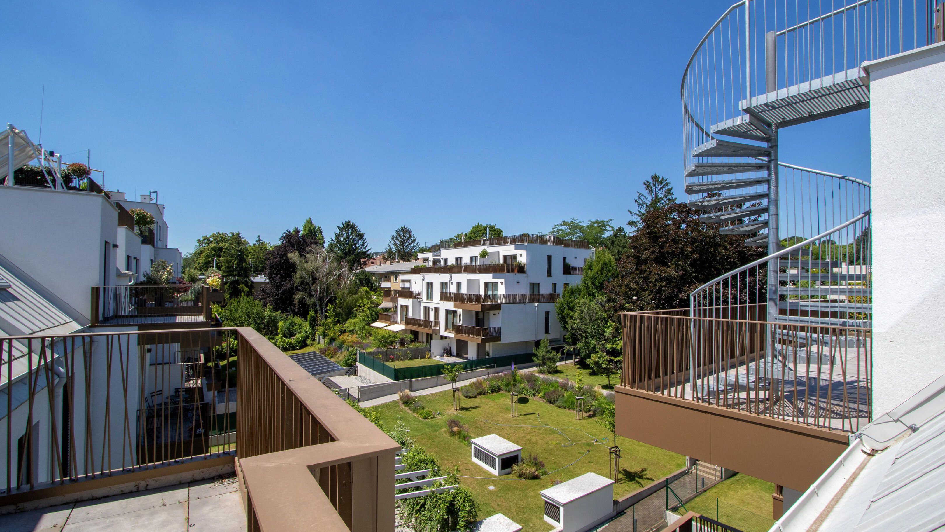 Blick in die Gartenanlage des Wohnbauprojektes Paradisgasse