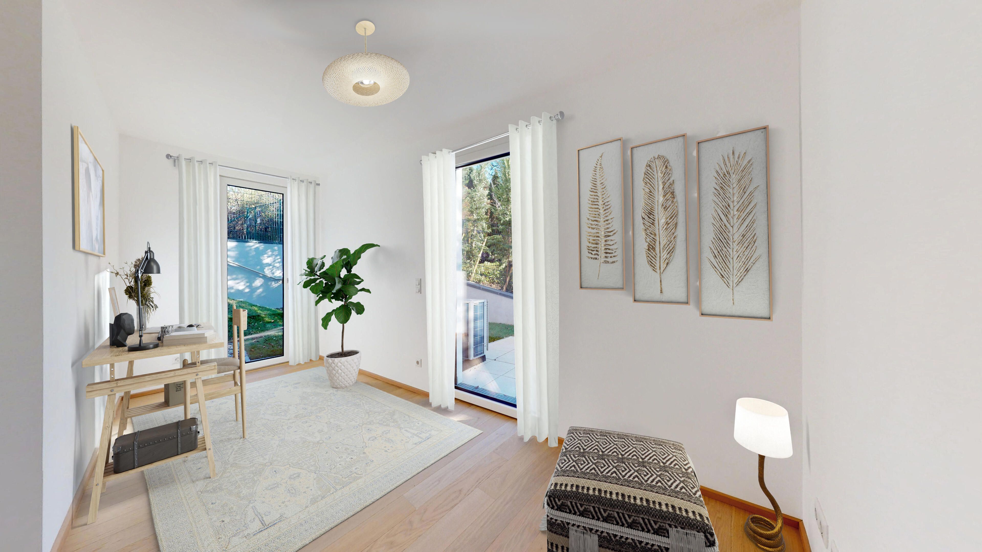 Ansicht eines Zimmers mit virtuellem Staging