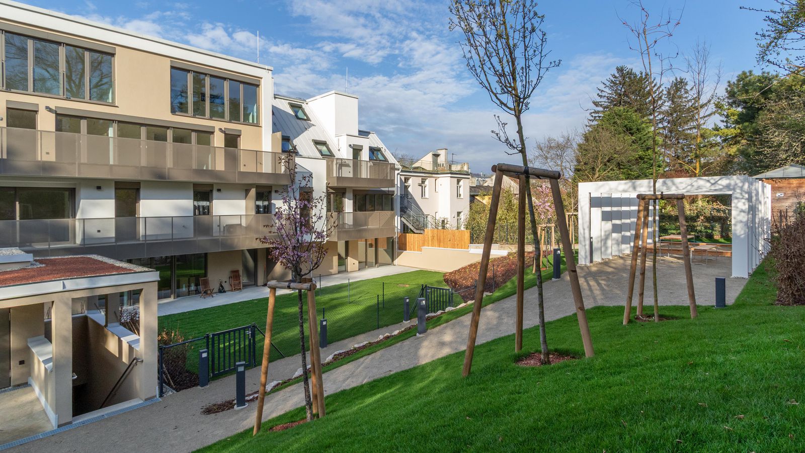 Gartenseitige Ansicht der Fasangartengasse inklusive Garten