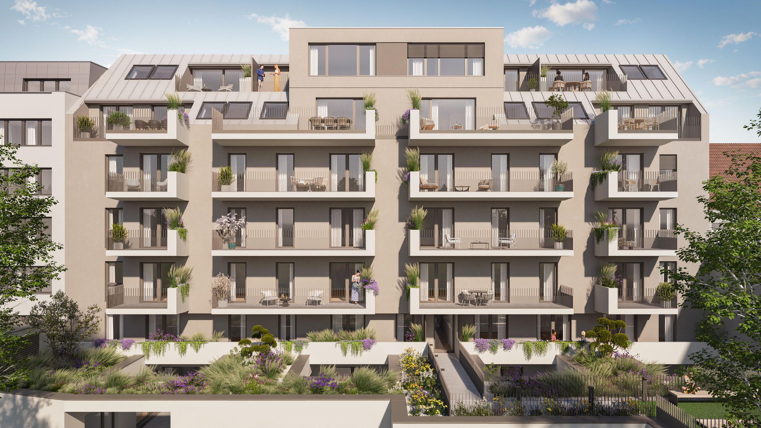 Außenvisualisierung hofseitig mit Blick auf die Atrien