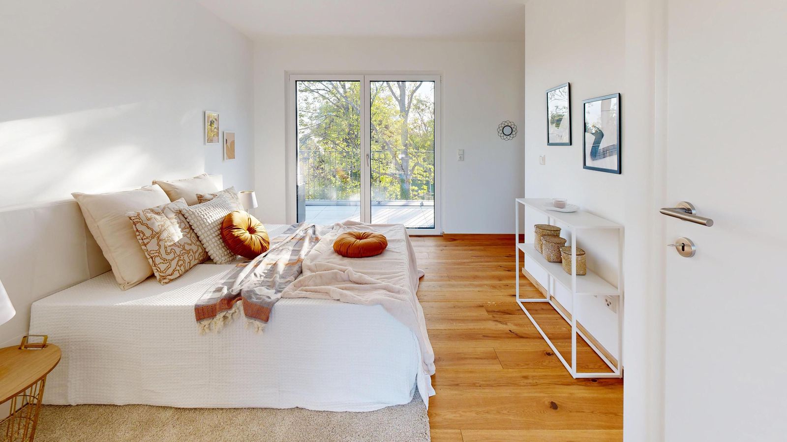 Darstellung des Schlafzimmers mit Zugang zur Terrasse